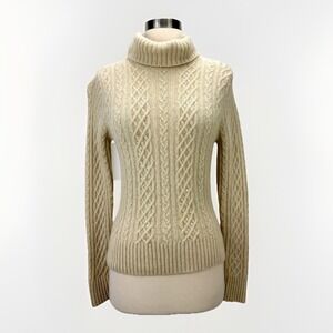 Sutton Studio Beaded Lambswool‎ Angora Turtleneck Sweater Cable Knit Fairy